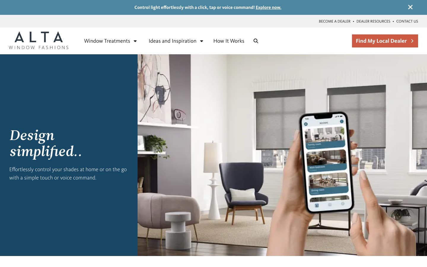 Alta Window Fashions homepage on desktop