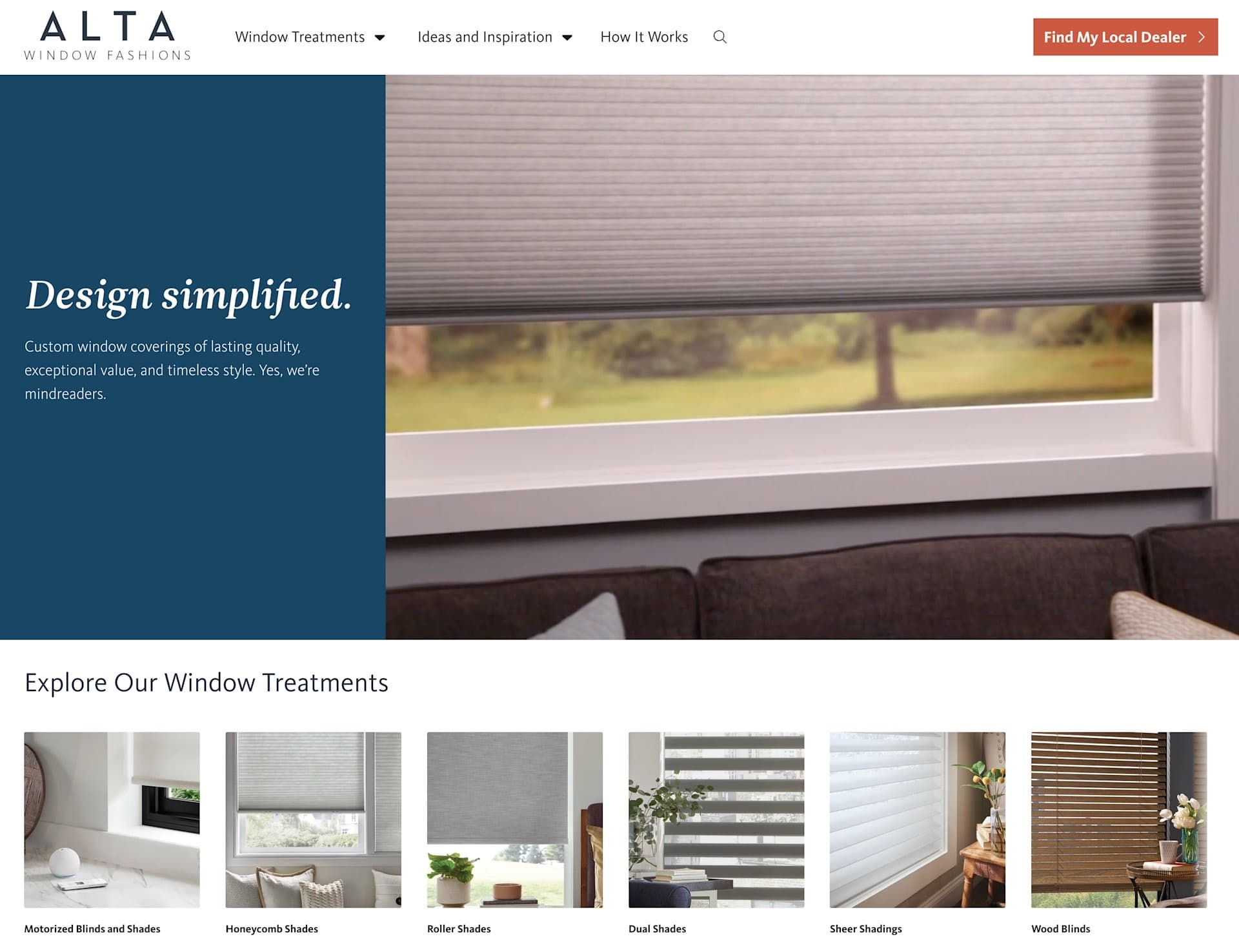 Alta Window Fashions homepage in 2024