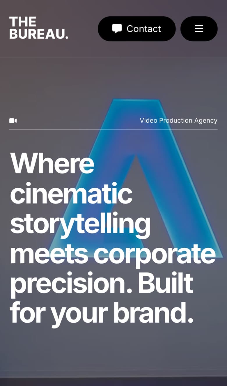 The Bureau homepage on mobile