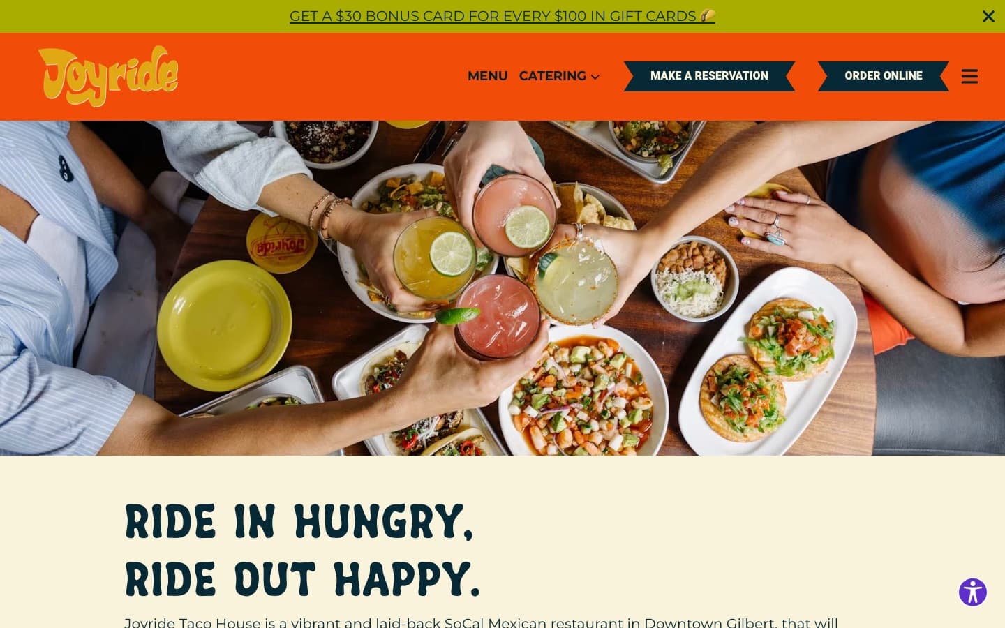 Joyride Taco House homepage