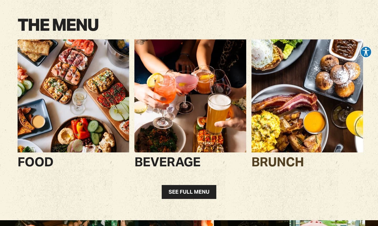 Postino menu categories